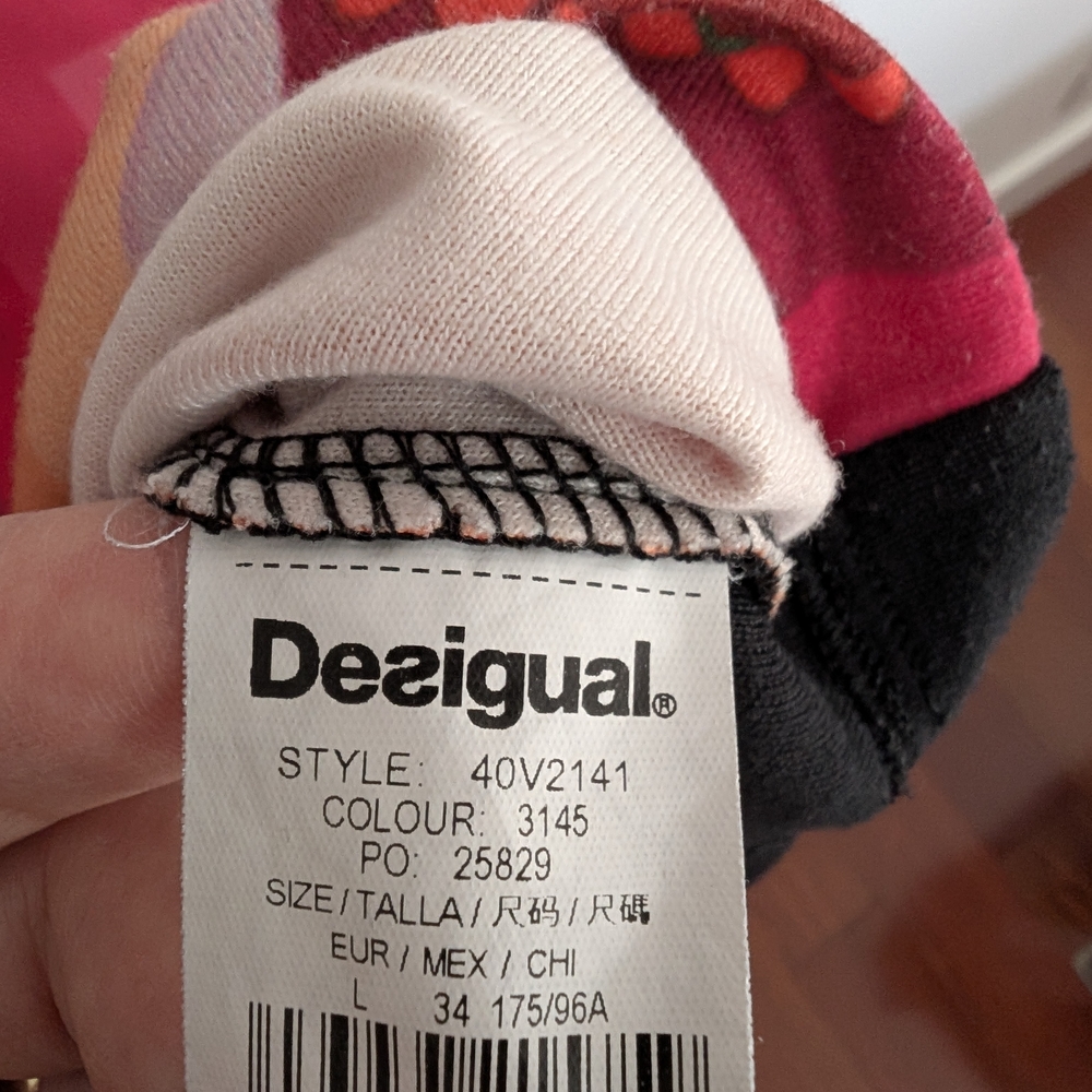 Desigual Colorblock Label Top with Teal, Gold and Pink Accents - Picture 5 of 7